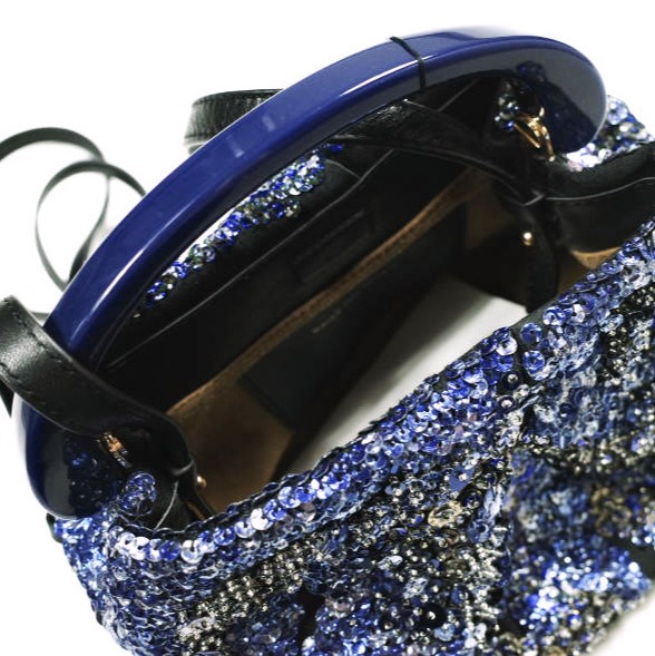 新品 DRIES VAN NOTEN ドリスヴァンノッテン 24AW BW242-CRISP709-699 W.L.BAG スパンコール クリスプバッグ BLUE 定価257, 2WAY_5