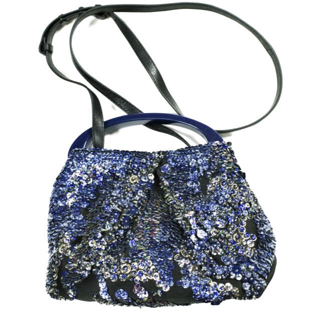 新品 DRIES VAN NOTEN ドリスヴァンノッテン 24AW BW242-CRISP709-699 W.L.BAG スパンコール クリスプバッグ BLUE 定価257, 2WAY