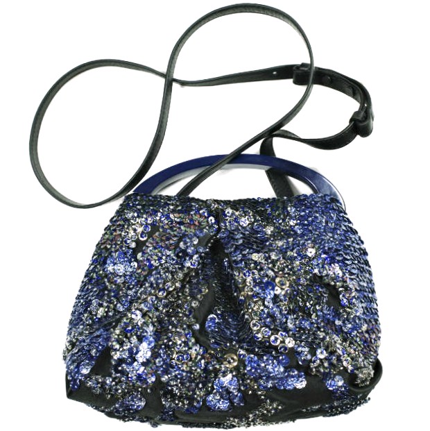 新品 DRIES VAN NOTEN ドリスヴァンノッテン 24AW BW242-CRISP709-699 W.L.BAG スパンコール クリスプバッグ BLUE 定価257, 2WAY_1