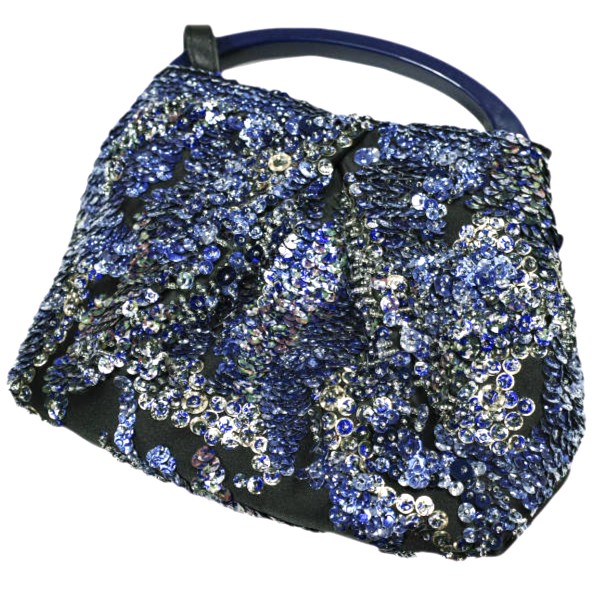 新品 DRIES VAN NOTEN ドリスヴァンノッテン 24AW BW242-CRISP709-699 W.L.BAG スパンコール クリスプバッグ BLUE 定価257, 2WAY_2