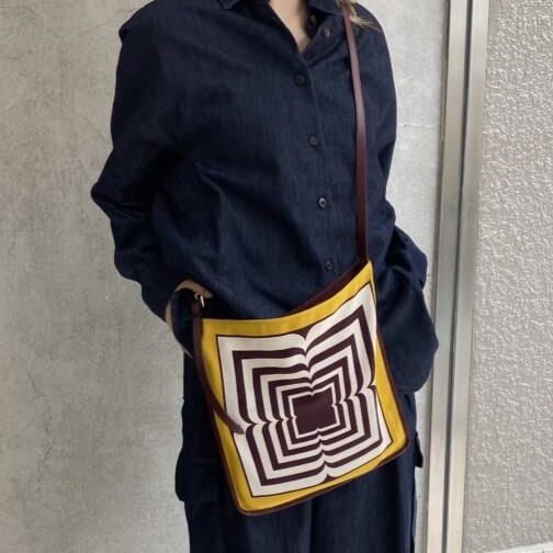 新品 DRIES VAN NOTEN ドリスヴァンノッテン 24SS BW241-SCARF218-736 W.L.BAG レザーポーチ付き スカーフショルダーバッグ_3