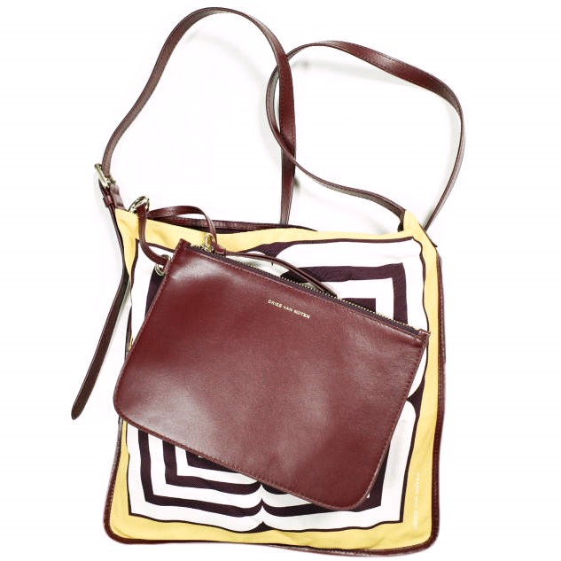 新品 DRIES VAN NOTEN ドリスヴァンノッテン 24SS BW241-SCARF218-736 W.L.BAG レザーポーチ付き スカーフショルダーバッグ_1