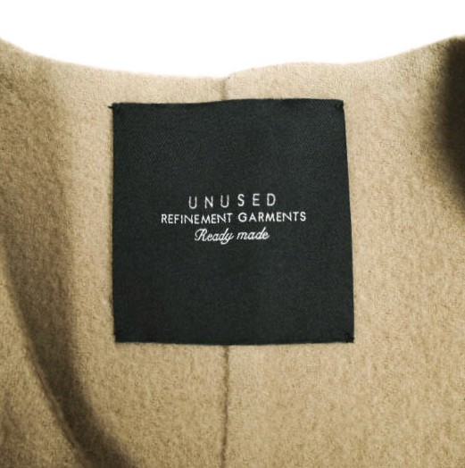 UNUSED アンユーズド 日本製 Collarless Coat BIGシルエット ウールノーカラーストラップコート US1213 2 CAMEL 定価107, アウター_3