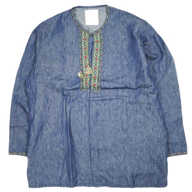 BLACKBIRD ブラックバード 23SS 日本製 fake pullover shirt デニム フェイクプルオーバーシャツ B-001-S02 1 Indigo 長袖 WHITE ALBUM.