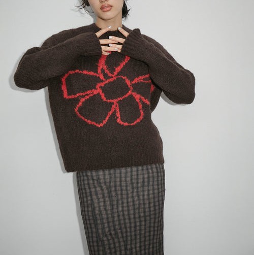 paloma wool フラワープリント長袖トップス Paloma Wool パロマウール 23AW FLOREKE フラワー刺繍 アルパカクルー