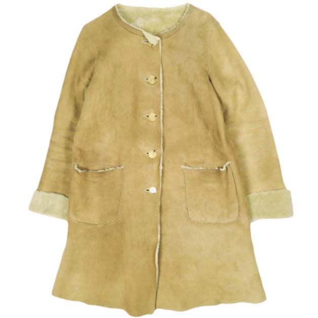 UNKNOWN アンノウン イギリス製 ノーカラームートンコート 64-19-0072-594 8 Light Brown 定価253,000円 アウター