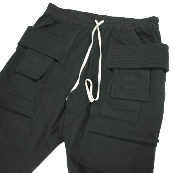 DRKSHDW ダークシャドウ 24SS CREATCH CARGO CROPPED DRAWSTRING PANTS ドローストリングパンツ DU01D1371-RIG M BLACK Rick Owens