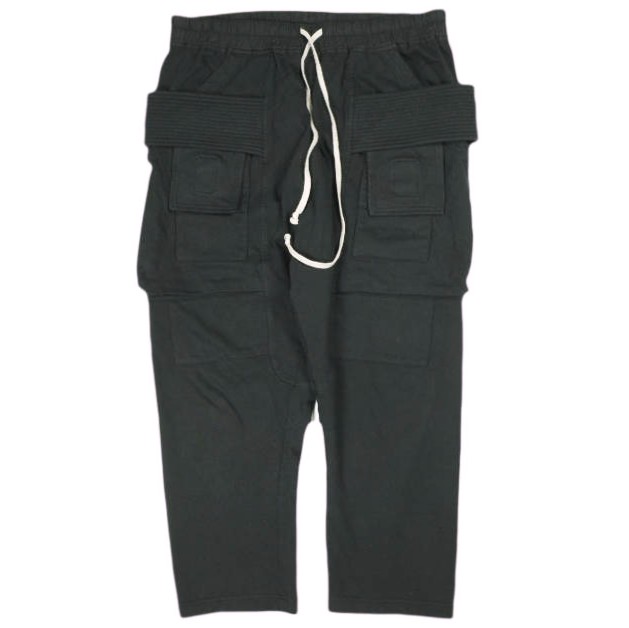 DRKSHDW ダークシャドウ 24SS CREATCH CARGO CROPPED DRAWSTRING PANTS ドローストリングパンツ DU01D1371-RIG M BLACK Rick Owens