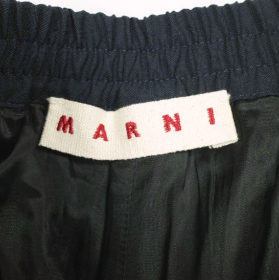 MARNI マルニ 23SS Wool Tropical 1-Pleat Trousers ウールトロピカル1プリーツテーパードパンツ PAMA0317U2 TW839 40 NAVY(00B99) 定価97,900円 イージー ボトムス【中古】【MARNI】 Deep blue tropical wool trousers with drawstring waist | Marni