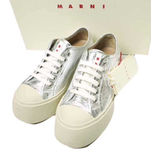 MARNI マルニ 24SS イタリア製 PABLO メタリックレースアップスニーカー SNZW003020 P6743 35(22-22.5cm) SILVER 定価119, シューズ