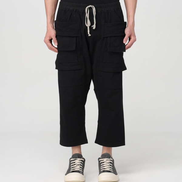 DRKSHDW ダークシャドウ 24SS CREATCH CARGO CROPPED DRAWSTRING PANTS ドローストリングパンツ DU01D1371-RIG M BLACK Rick Owens