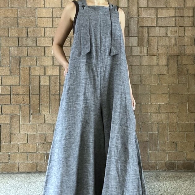 SANA 1 in 75 x Pilgrim Surf+Supply サナ 24SS 別注 Combinaison コットンリネン コンビネゾン LIGHT BLACK サロペット オーバーオール_2