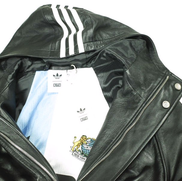 新品 KITH NYC x adidas キス アディダス 25SS Football Stadium Coat レザーフットボールスタジアムコート JD7940 M BLACK_5