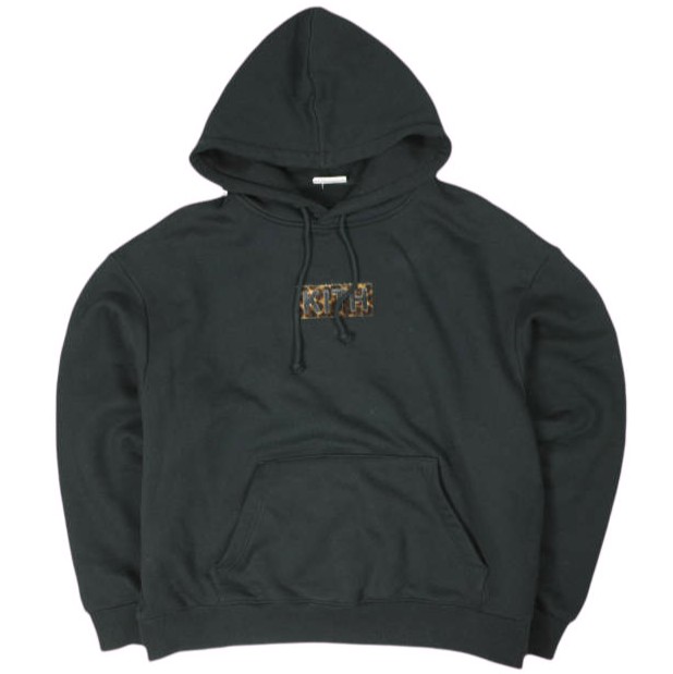 KITH NYC キス 25AW Classic Logo Leopard Applique Nelson Hoodie クラシックロゴ レオパードアップリケ ネルソン フーディー M Black