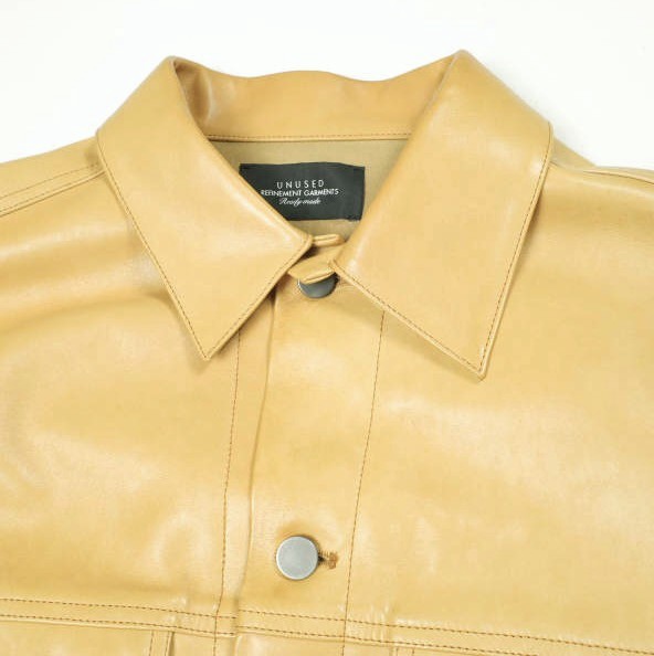UNUSED アンユーズド 21AW 日本製 LEATHER JACKET オーバーサイズ ホースレザージャケット US2113 4 CAMEL 定価141, 3rd トラッカー_3
