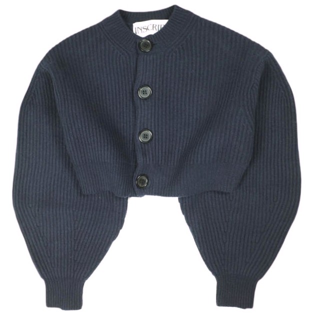 INSCRIRE アンスクリア 24AW Cropped cardigan ローゲージウールクロップドカーディガン I24AW-K11 Free NAVY ニット トップス