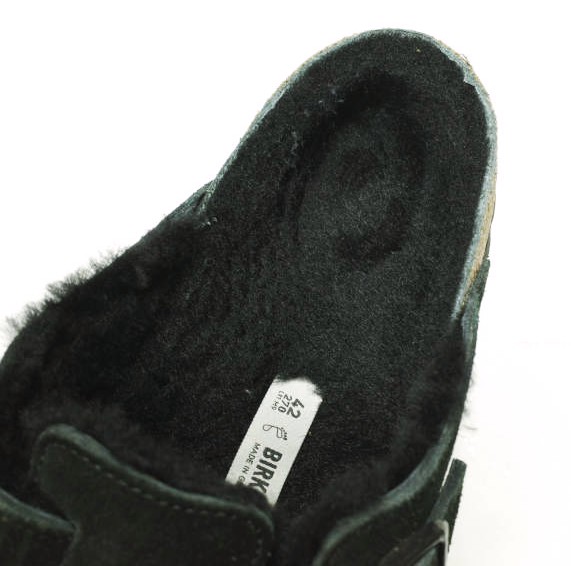 BIRKENSTOCK ビルケンシュトック ドBOSTON SHEARLING ボストン シェアリング スエードレザーサンダル 42(27cm) BLACK ボア レギュラー幅