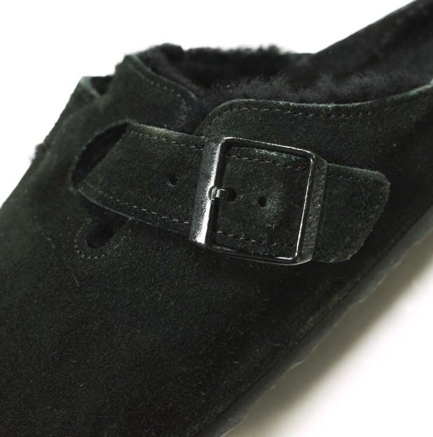 BIRKENSTOCK ビルケンシュトック ドBOSTON SHEARLING ボストン シェアリング スエードレザーサンダル 42(27cm) BLACK ボア レギュラー幅