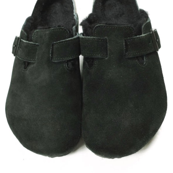 BIRKENSTOCK ビルケンシュトック ドBOSTON SHEARLING ボストン シェアリング スエードレザーサンダル 42(27cm) BLACK ボア レギュラー幅