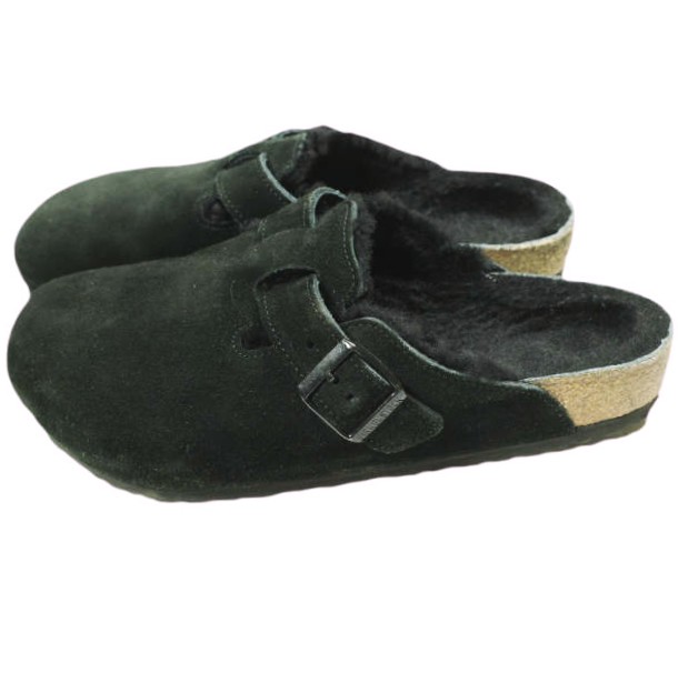 BIRKENSTOCK ビルケンシュトック ドBOSTON SHEARLING ボストン シェアリング スエードレザーサンダル 42(27cm) BLACK ボア レギュラー幅