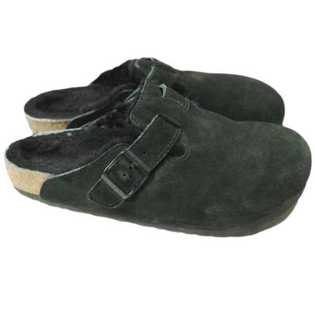 BIRKENSTOCK ビルケンシュトック ドBOSTON SHEARLING ボストン シェアリング スエードレザーサンダル 42(27cm) BLACK ボア レギュラー幅