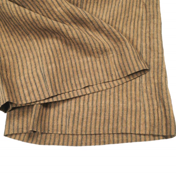 新品 Omar Afridi オマールアフリディ KAKISHIBU STRIPES LINEN SLACK SHORTS 柿渋染めストライプ リネンショーツ L Brown 定価63,_5