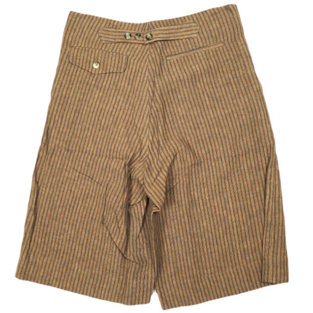 新品 Omar Afridi オマールアフリディ KAKISHIBU STRIPES LINEN SLACK SHORTS 柿渋染めストライプ リネンショーツ L Brown 定価63,_1