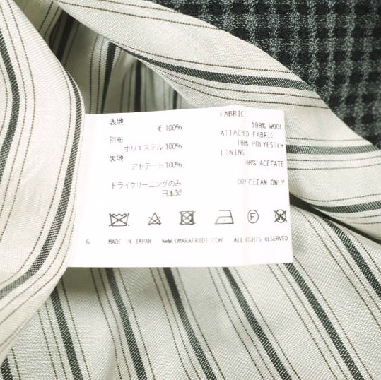 新品 Omar Afridi オマールアフリディ 21SS AUTOMATISM JACKET GINGHAM CHECK ギンガムチェック ウールジャケット M GRAY 定価90_9