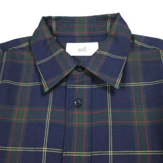 新品 well ウェル 21AW 日本製 HEMMING SHIRT ウールチェックシャツ WB21YY01 1 NAVY 長袖 トップス_4
