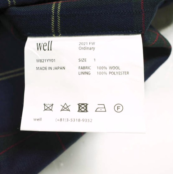 新品 well ウェル 21AW 日本製 HEMMING SHIRT ウールチェックシャツ WB21YY01 1 NAVY 長袖 トップス_8
