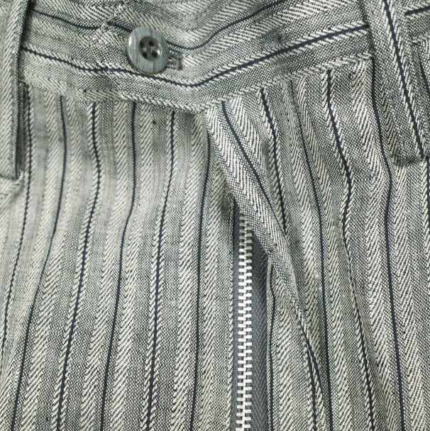 新品 well ウェル 21SS 日本製 SOMEONES CLOSET TUCKED PANTS 縞模様リネン1タックズボン下 WP21XX03 1 CHARCOAL 他愛もない ボトムス