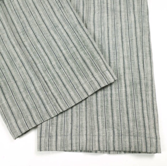 新品 well ウェル 21SS 日本製 SOMEONES CLOSET TUCKED PANTS 縞模様リネン1タックズボン下 WP21XX03 1 CHARCOAL 他愛もない ボトムス