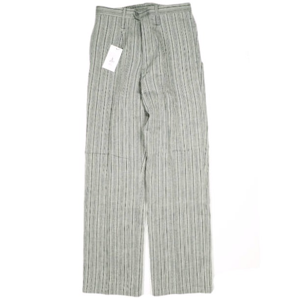 新品 well ウェル 21SS 日本製 SOMEONES CLOSET TUCKED PANTS 縞模様リネン1タックズボン下 WP21XX03 1 CHARCOAL 他愛もない ボトムス