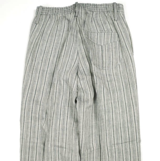 新品 well ウェル 21SS 日本製 SOMEONES CLOSET TUCKED PANTS 縞模様リネン1タックズボン下 WP21XX03 1 CHARCOAL 他愛もない ボトムス
