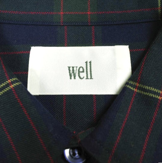 新品 well ウェル 21AW 日本製 HEMMING SHIRT ウールチェックシャツ WB21YY01 2 NAVY 長袖 トップス_4
