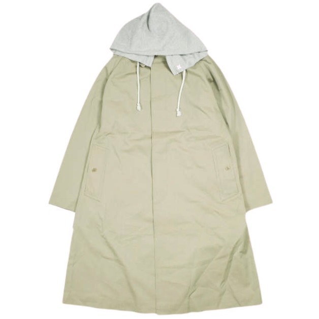新品 un/unbient アン ウールコットンギャバジン バルマカーンコート UNACT0819 2 KHAKI アンビエント フード ステンカラー