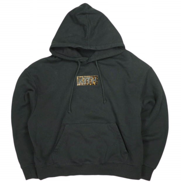 KITH NYC キス 25AW Classic Logo Leopard Applique Nelson Hoodie クラシックロゴ レオパードアップリケ ネルソン フーディー M Black