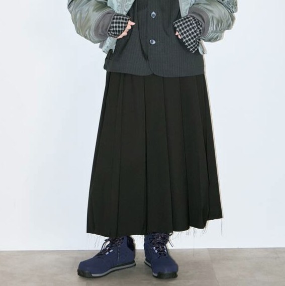 CITYSHOP シティショップ 25AW TR PLEATS SKIRT プリーツスカート 25060042822040 38 BLACK カットオフ ロング ボトムス_2