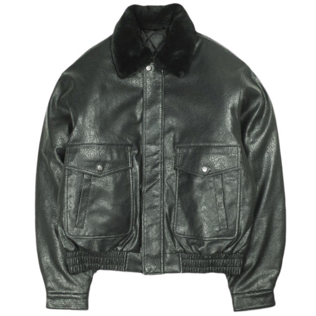 Danke Schon ダンケシェーン PULEATHER A2 BLOUSON フェイクレザー 飛翔上衣 Free BLACK 革ジャン 試料品 A-2 ボア