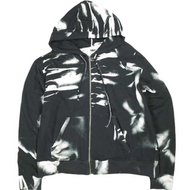 MM6 Maison Margiela 23AW メンズ ブリーチ加工 スウェットジップパーカー S52GU0210 S25603 XXL BLACK メゾンマルジェラ 定価113,300円