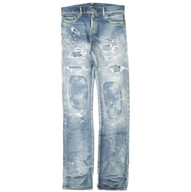 新品 NOVE ノーヴェ Damaged Repaired Stretch Denim Pants skinny leg 