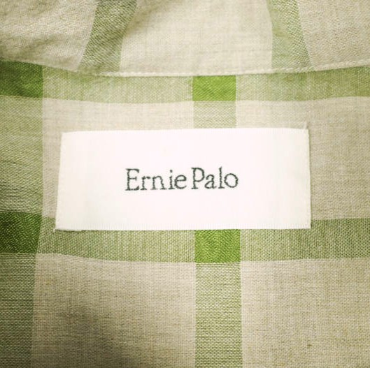 Ernie Palo アーニーパロ 23SS 日本製 BAND COLLOR P/O SHIRT チェックバンドカラープルオーバーシャツ EP05SH04 46 BEIGE 長袖 トップス