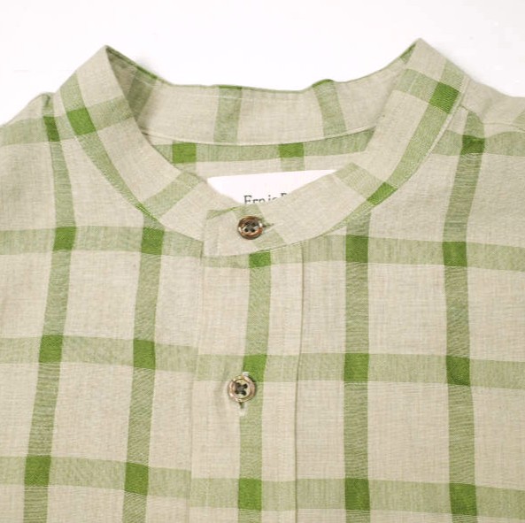 Ernie Palo アーニーパロ 23SS 日本製 BAND COLLOR P/O SHIRT チェックバンドカラープルオーバーシャツ EP05SH04 46 BEIGE 長袖 トップス