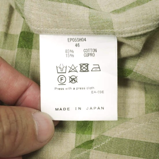 Ernie Palo アーニーパロ 23SS 日本製 BAND COLLOR P/O SHIRT チェックバンドカラープルオーバーシャツ EP05SH04 46 BEIGE 長袖 トップス