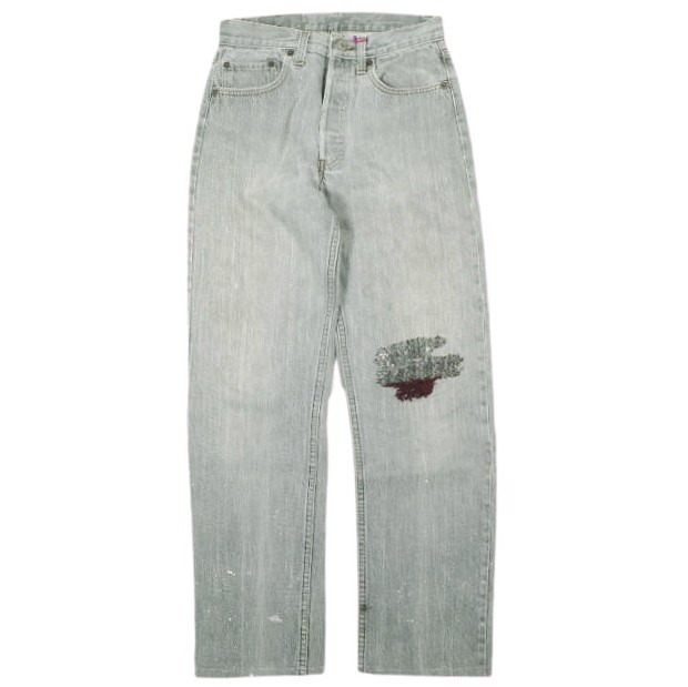 PATRINIA パトリニア Hand Stitched Denim Pants 作業工程2h LEVISリメイク ハンドステッチデニムパンツ W28 BLACK ボジーンズ ボトムス