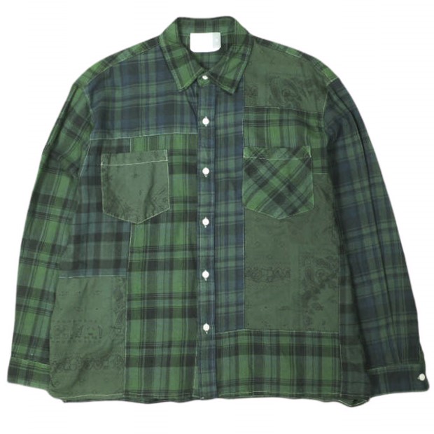 KITH NYC キスニューヨークシティ 23SS Patchwork Berkeley Buttondown Shirt パッチワークチェックシャツ L Conifer 長袖 ペイズリー
