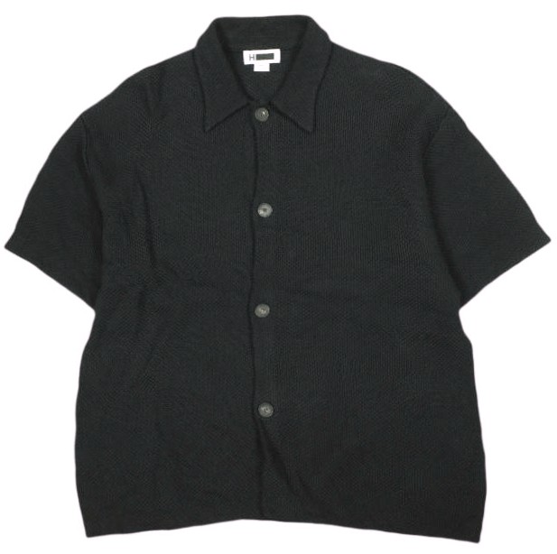 H BEAUTY&amp;YOUTH エイチ ビューティーアンドユース ギマコットン リンクス ニットシャツ 1228-105-0176 S BLACK 半袖 トップス
