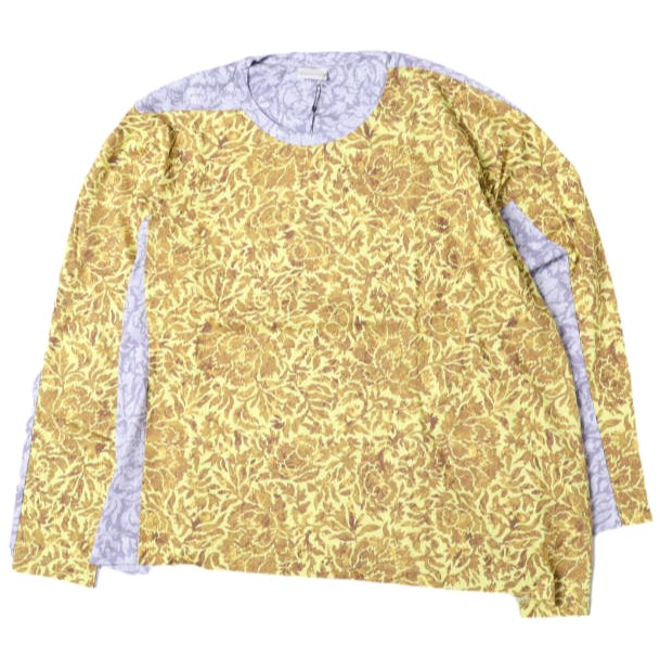 新品 DRIES VAN NOTEN ドリスヴァンノッテン 25SS HEST PR 1601 フローラル柄 切り替えロングスリーブTシャツ M LIME 定価95700円 g27145