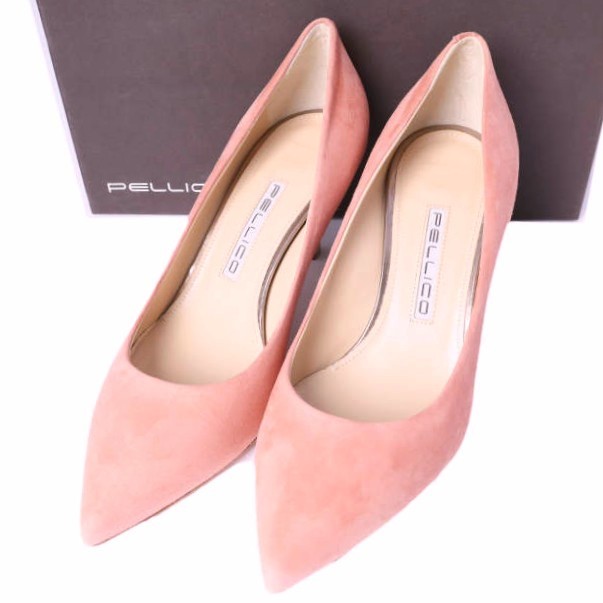 新品 PELLICO ペリーコ イタリア製 2153 ANDREA 65SC スエードポインテッドトゥヒールパンプス 37(24cm) PINK 定価50,600円 シューズ 7,154円