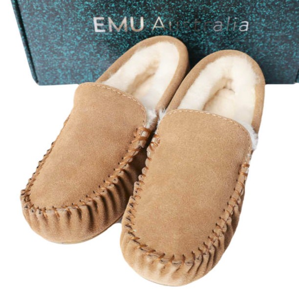 新品 EMU Australia エミューオーストラリア Cairns ケアンズ W11439 US5(22cm) Chestnut ムートン スリッポン モカシン ボア シューズ 6,860円